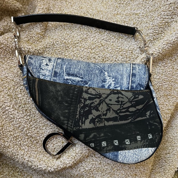 Dior Printed Denim Saddle Bag - Picture 2 of 12